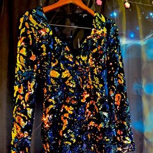 Multi Color Sequence maxi dress excellent for holidays New Year’s Eve